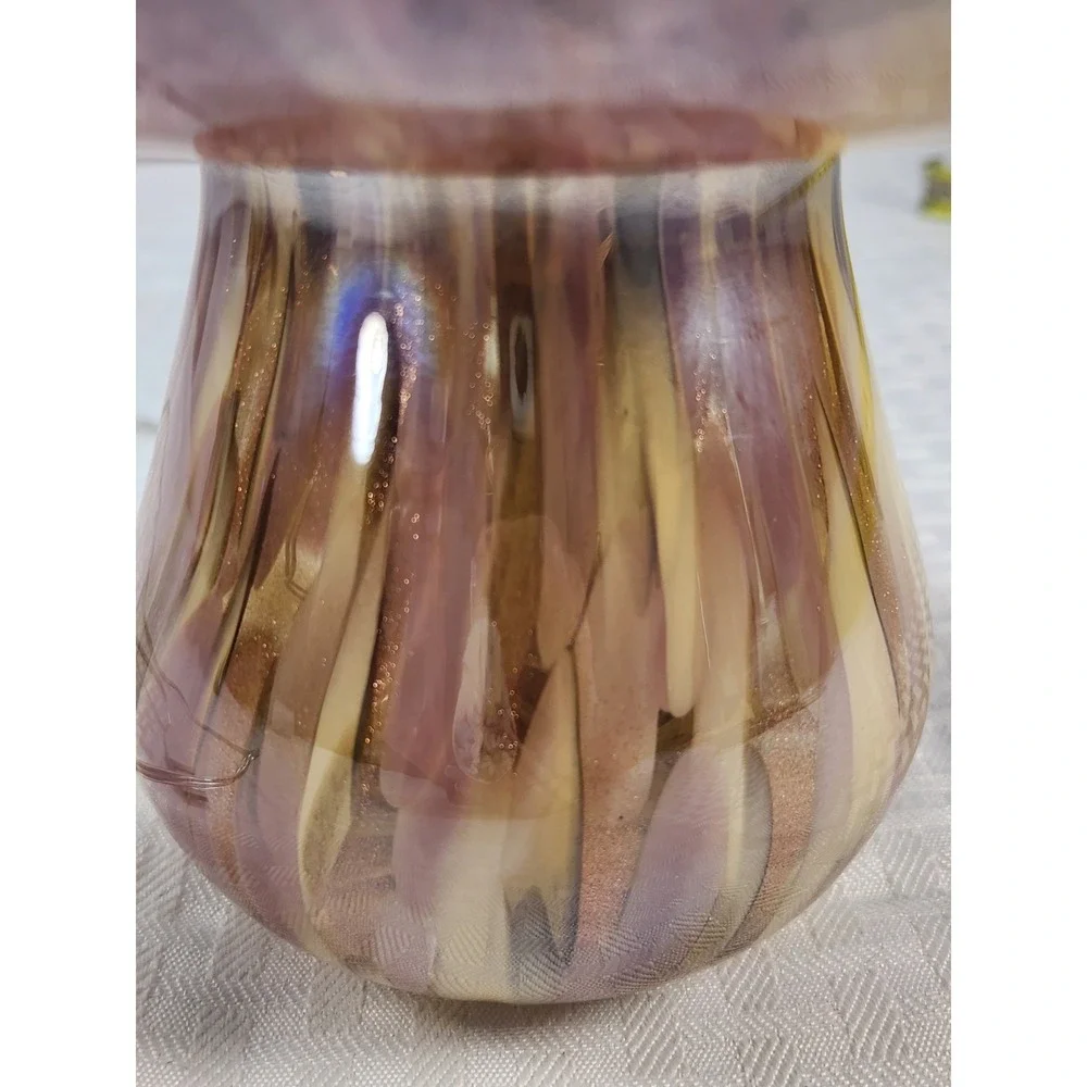 Glass Mushroom Light USB Cord Brown Swirl Whimsical Fairy Night Light Excellent
